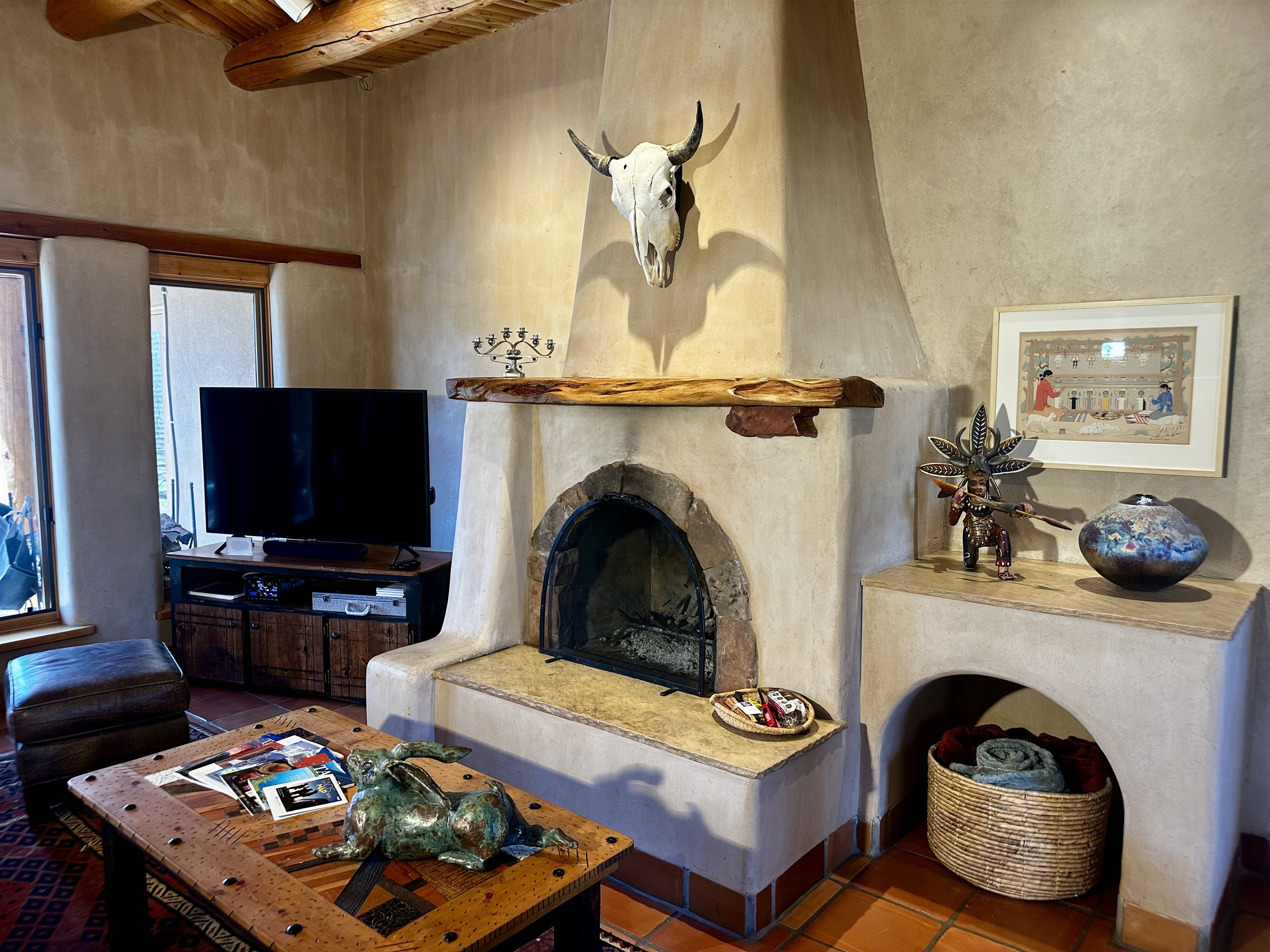 Fireplace and 55" Smart TV with Roku