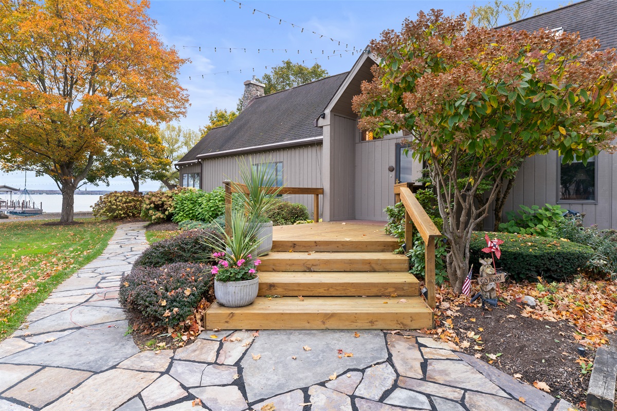 Step up to serene lake views surrounded by fall colors.