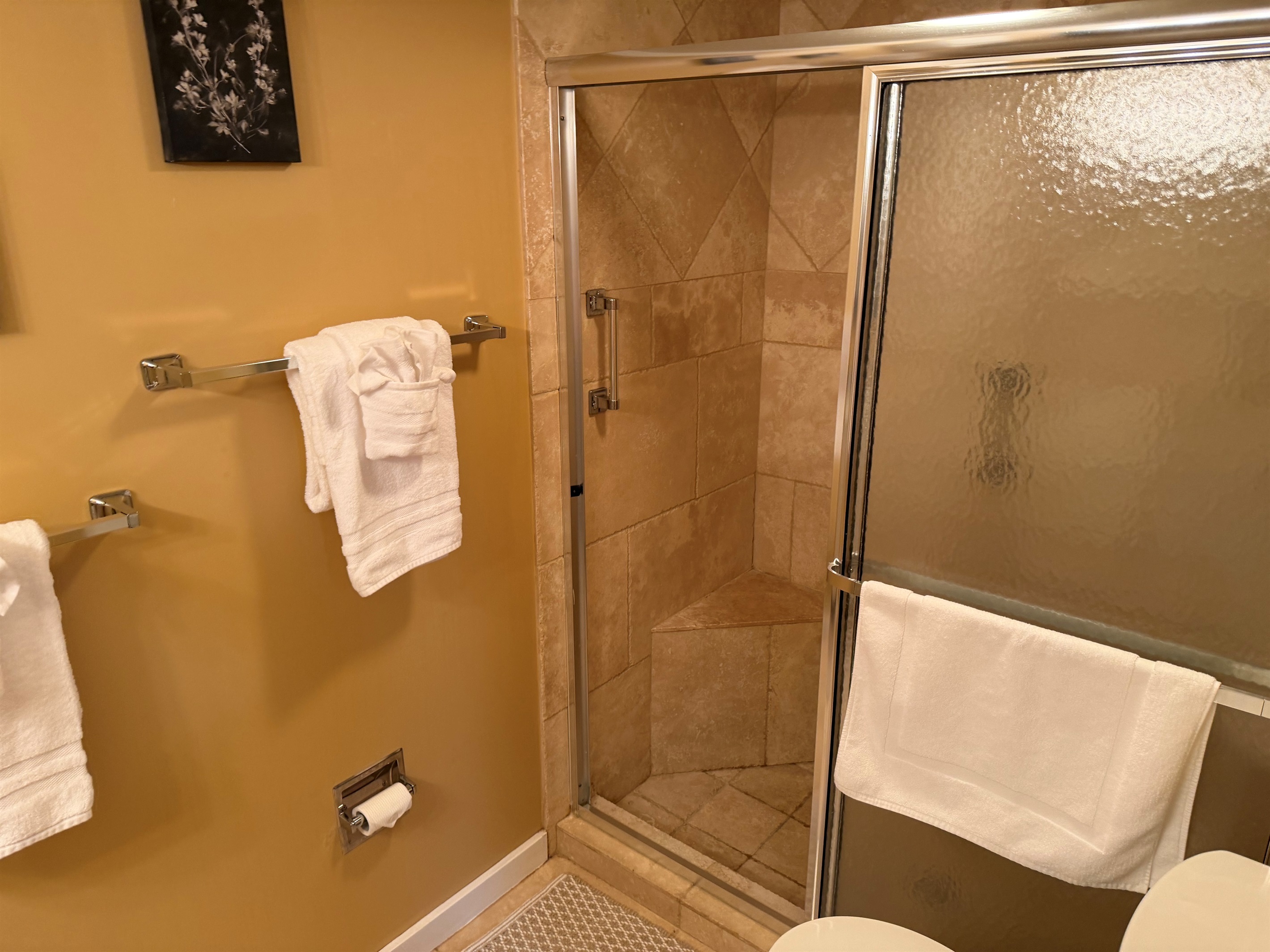Main level bathroom with walk in shower