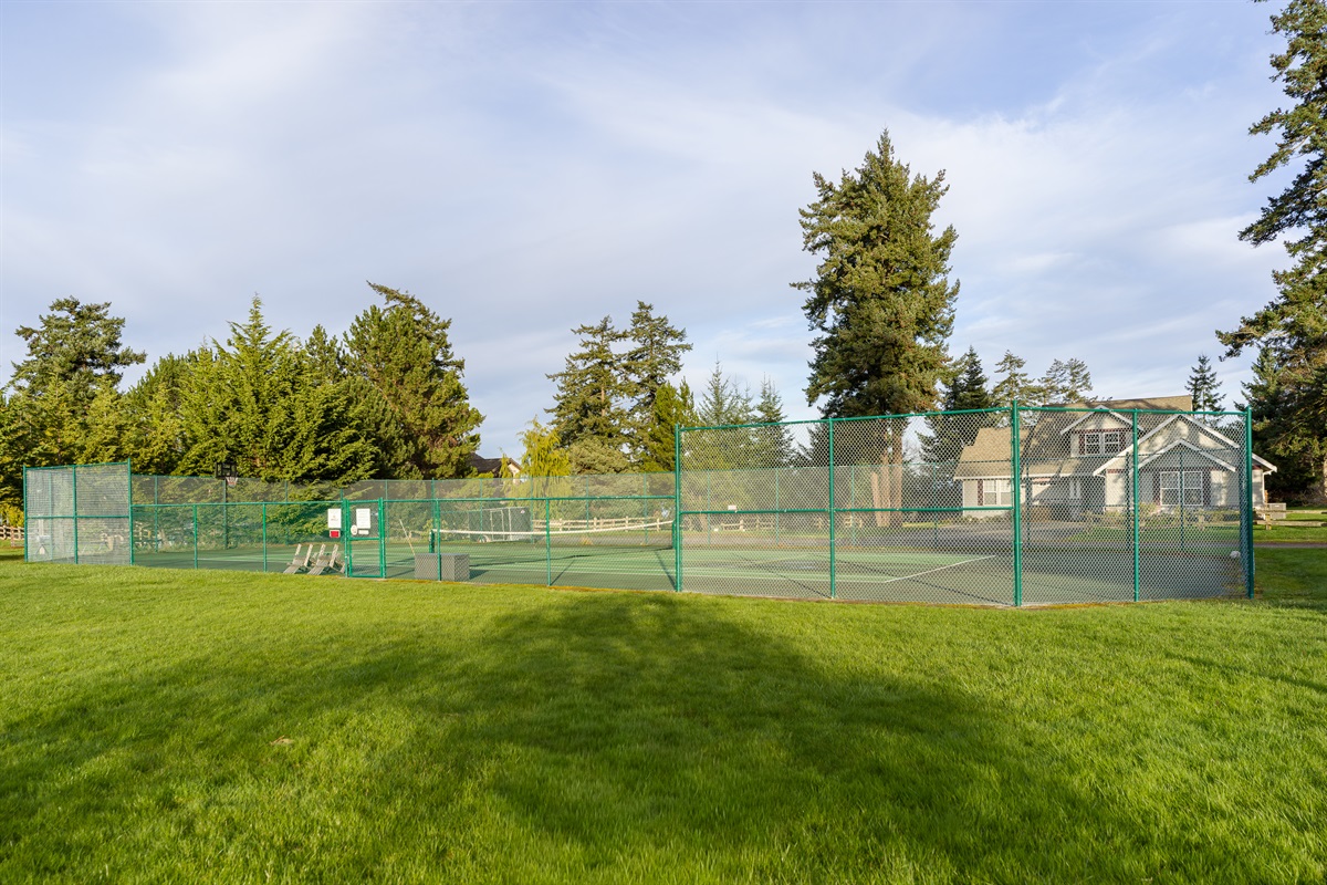 Enjoy friendly competition or casual play in this fenced pickleball/tennis court that is a short stroll from the home.