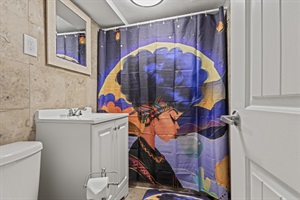 Our full bathroom is stocked with essentials, ensuring a rejuvenating experience after a day of adventures.
