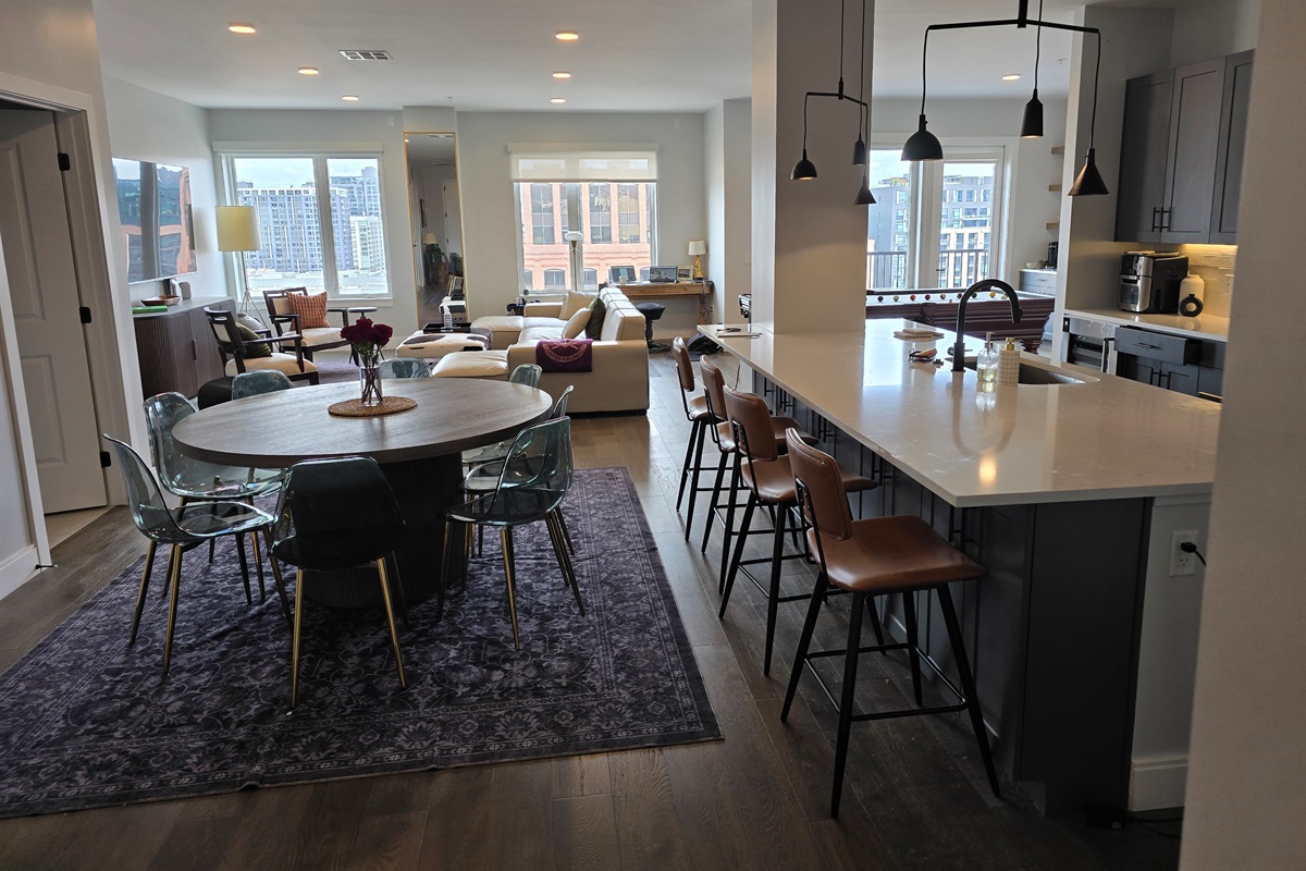 Open floor plan has everything connected