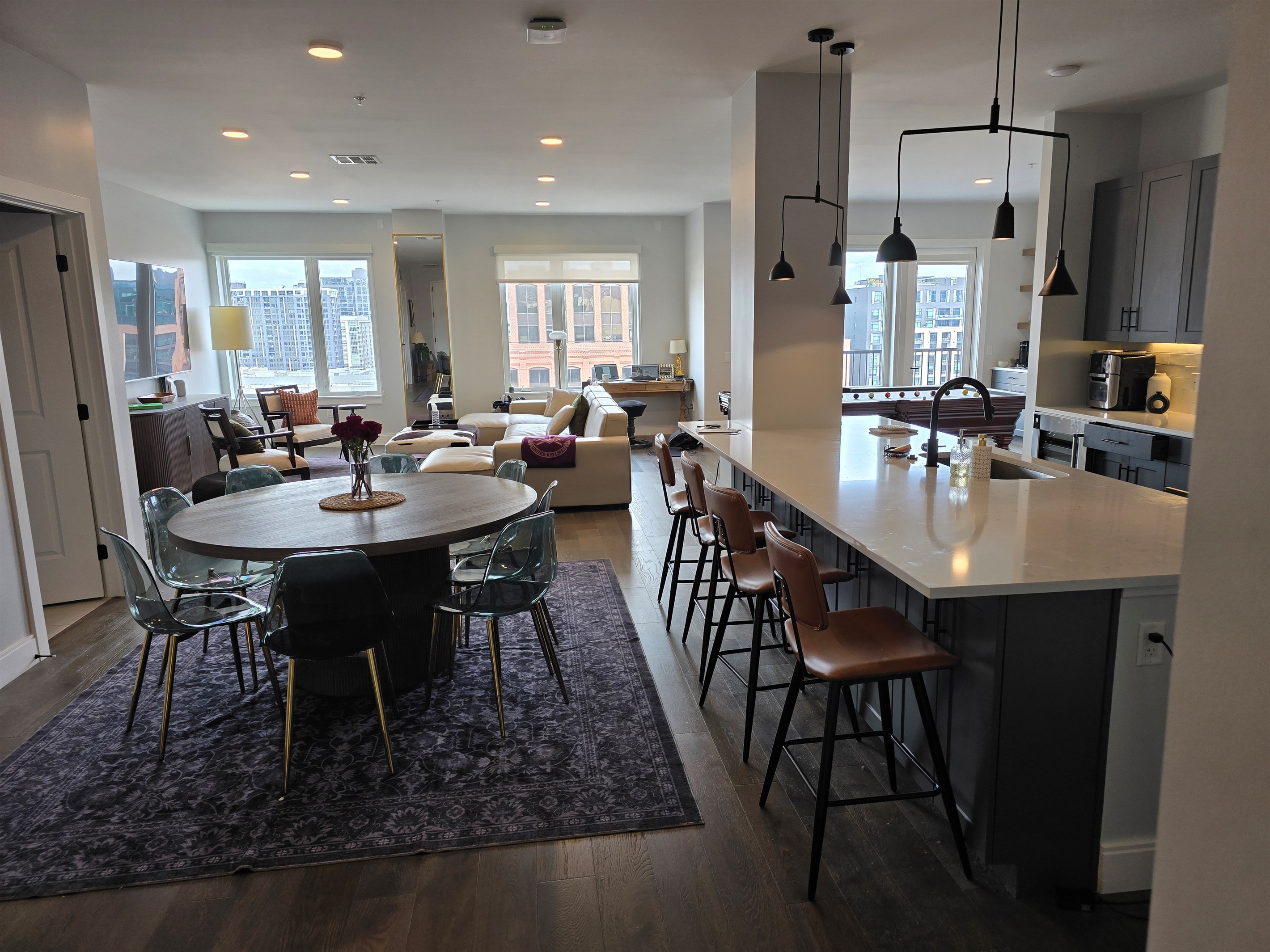 Open floor plan has everything connected