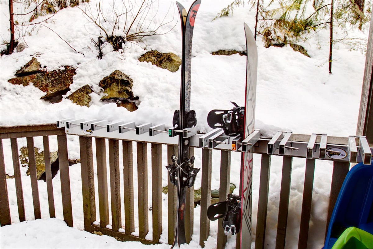 Ski and snowboard storage is simplified with built-in commercial grade SKI-KEY racks located on your private deck.  This is the same commercial ski rack system employed by Whistler Blackcomb.  We also provide the use of Ski-Locks during your stay.  