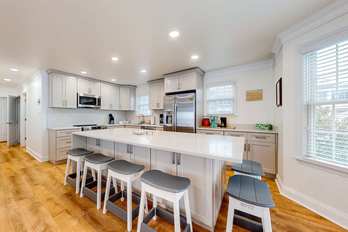 Kitchen island which can seat six