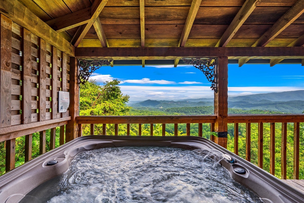 Relax in the hot tub after a day in the National Park.