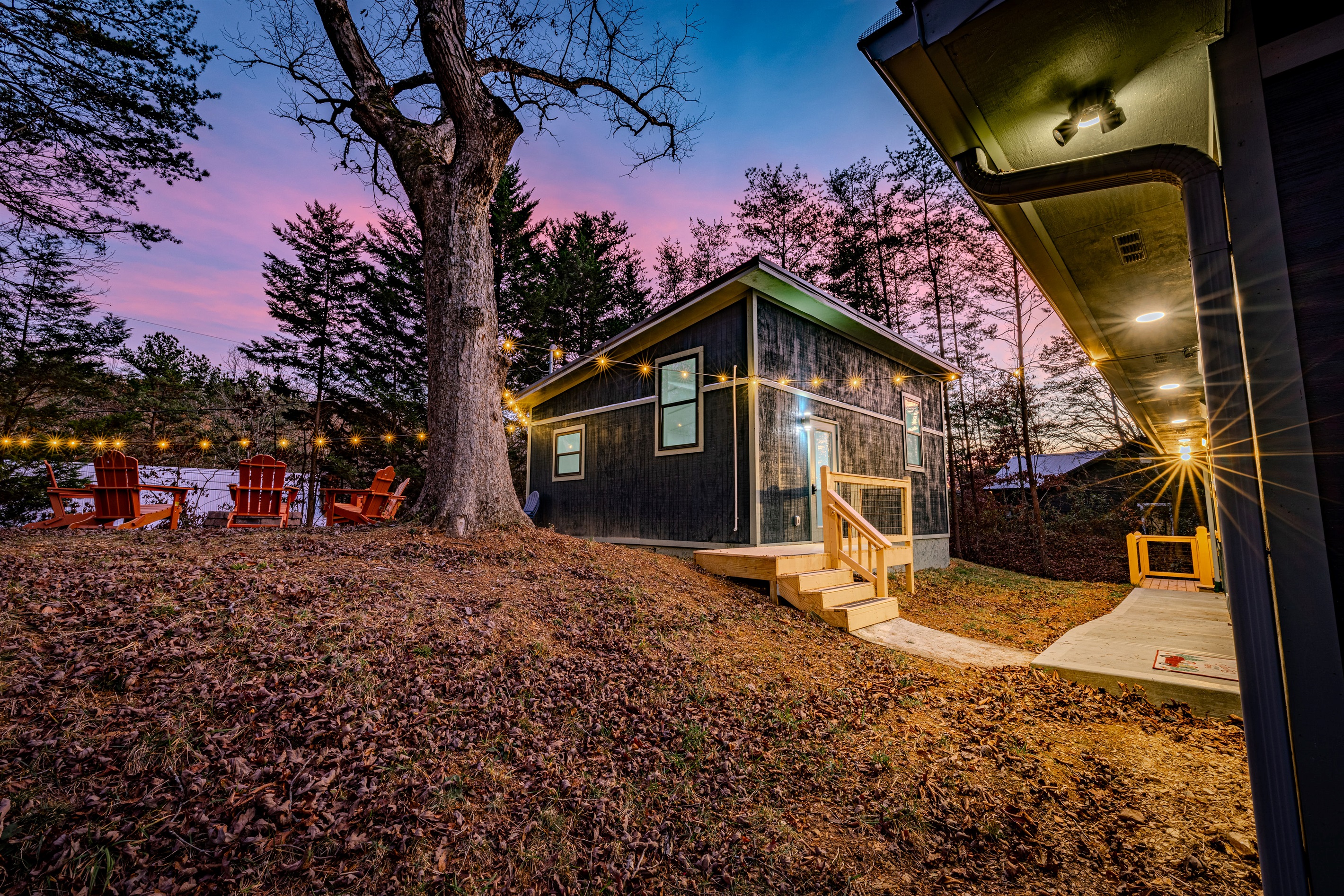 Cozy up in our classic Adirondack chairs and enjoy the warm glow of the fire under a canopy of stars.