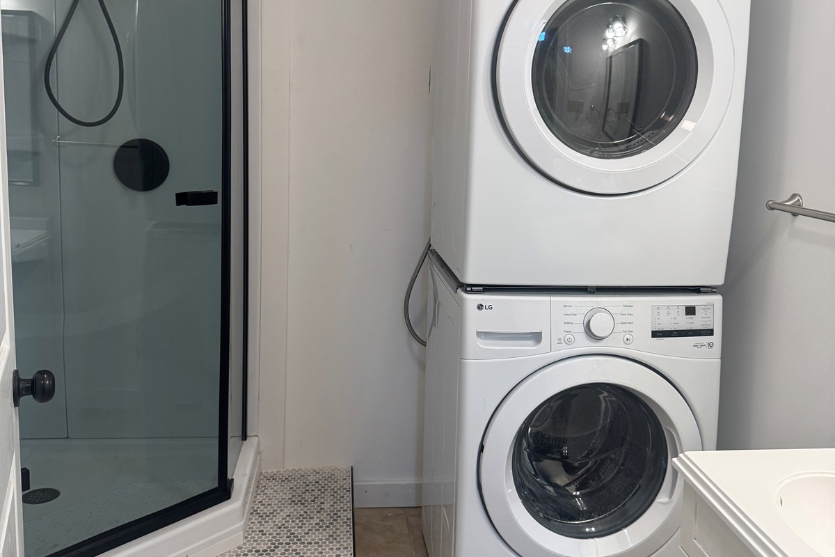 Lower level bath with shower and laundry