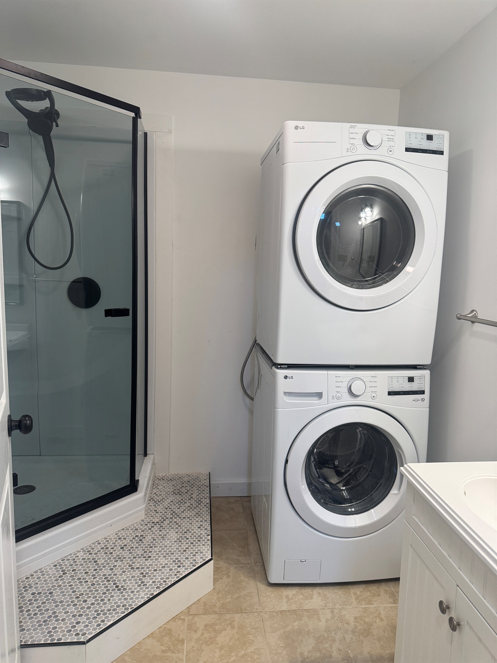 Lower level bath with shower and laundry