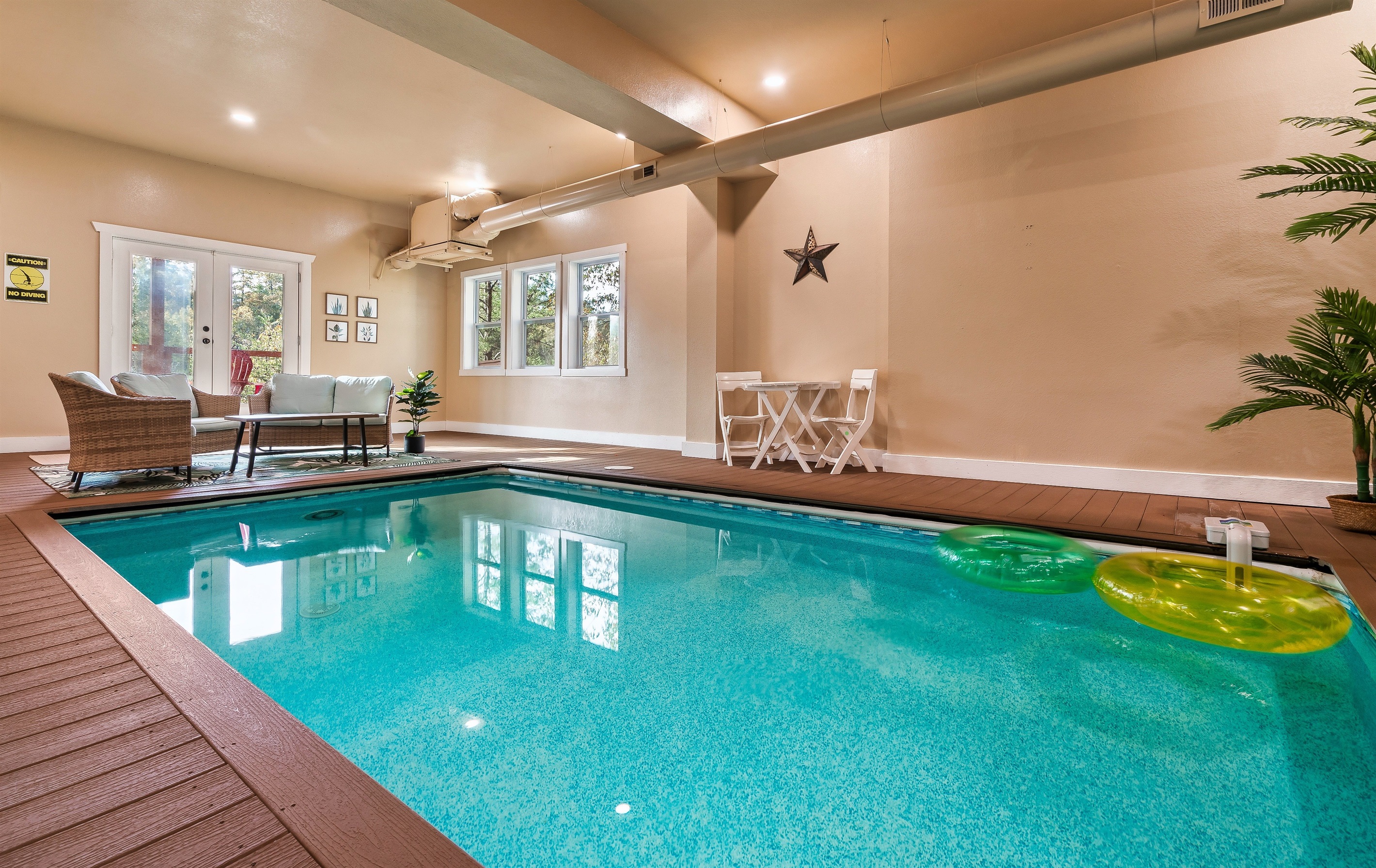 Swim and unwind year round in the private indoor heated pool, a favorite for both kids and adults.