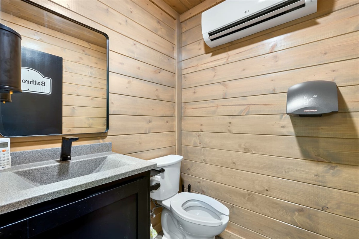 No need to run back to the cabin for the bathroom... a private restroom is available!