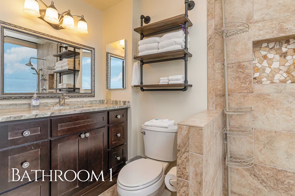 Get ready for the day in a bathroom with plenty of space and thoughtful finishes.