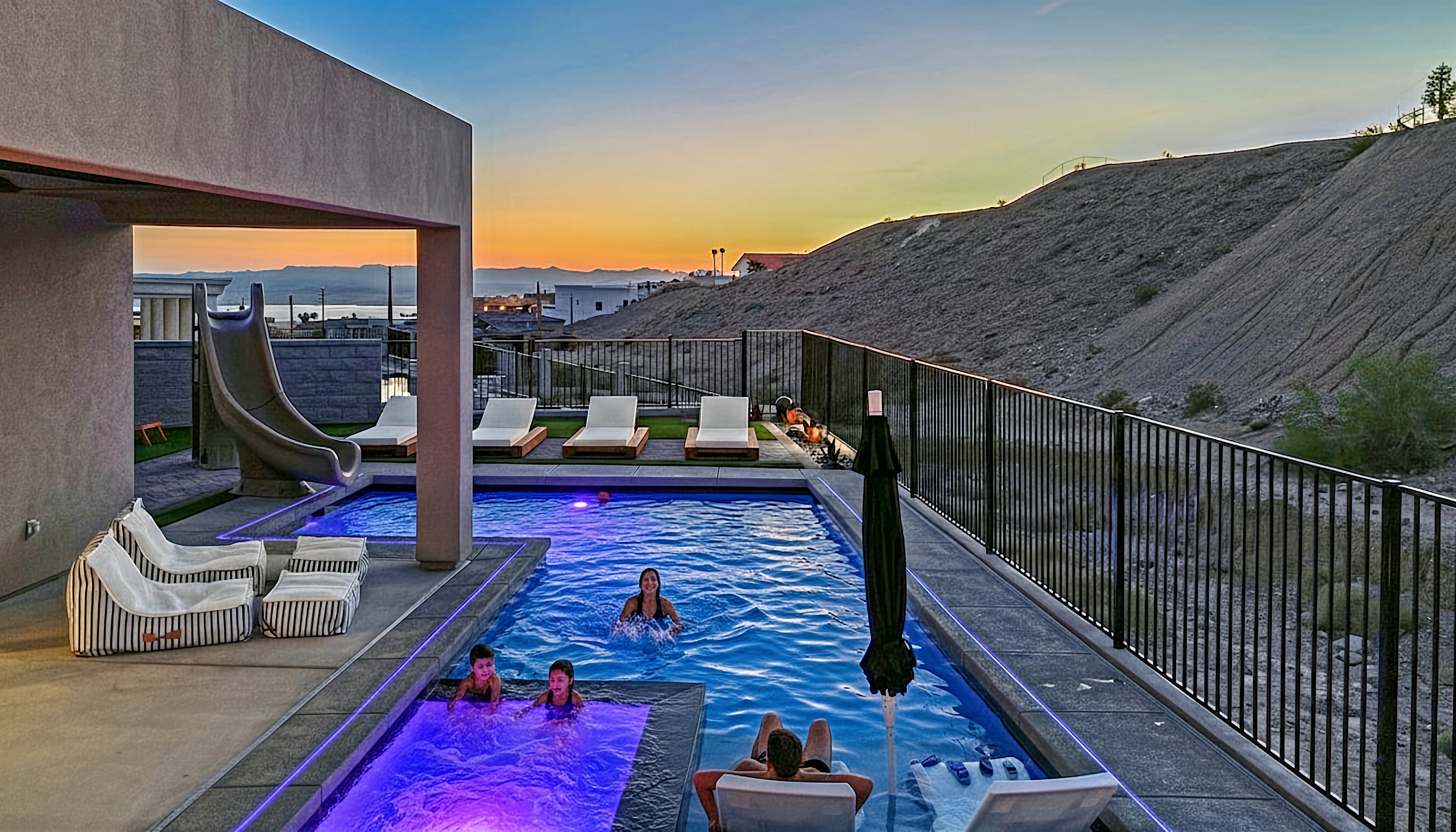 End the day in the pool with an amazing sunset!