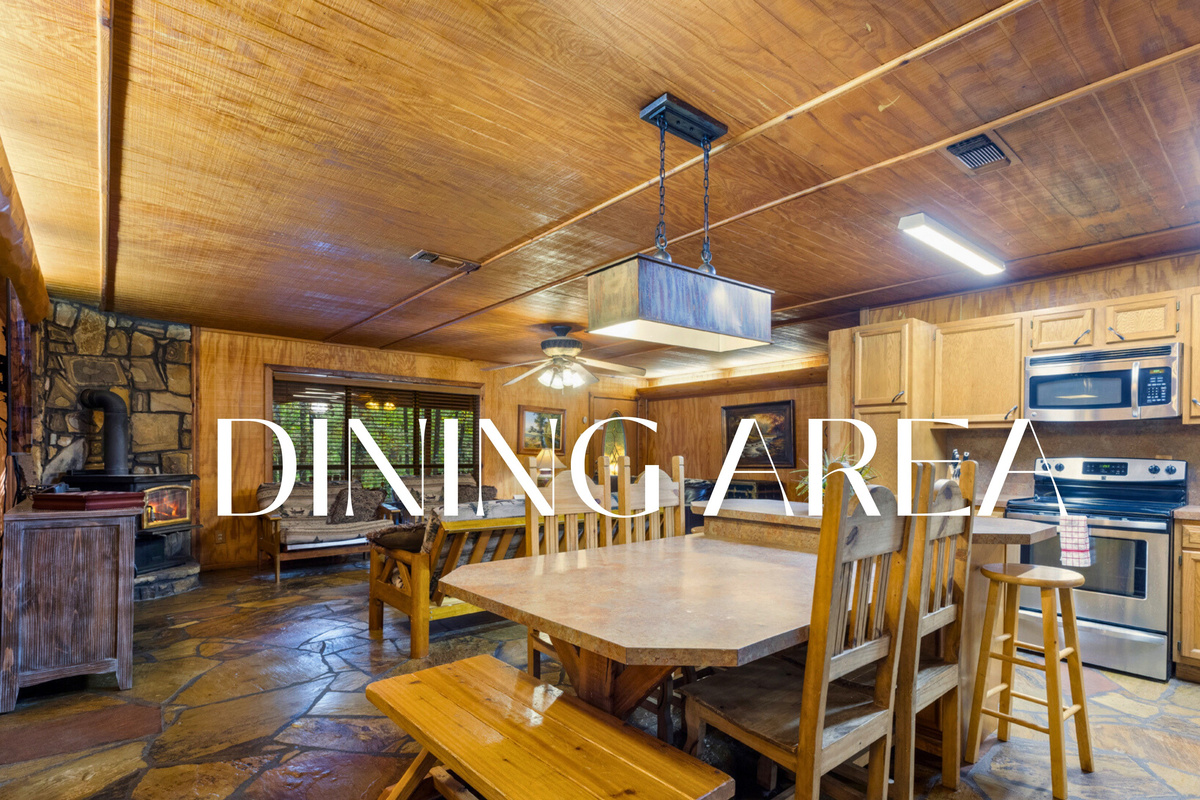 Dining area perfect for family dinners or board games.