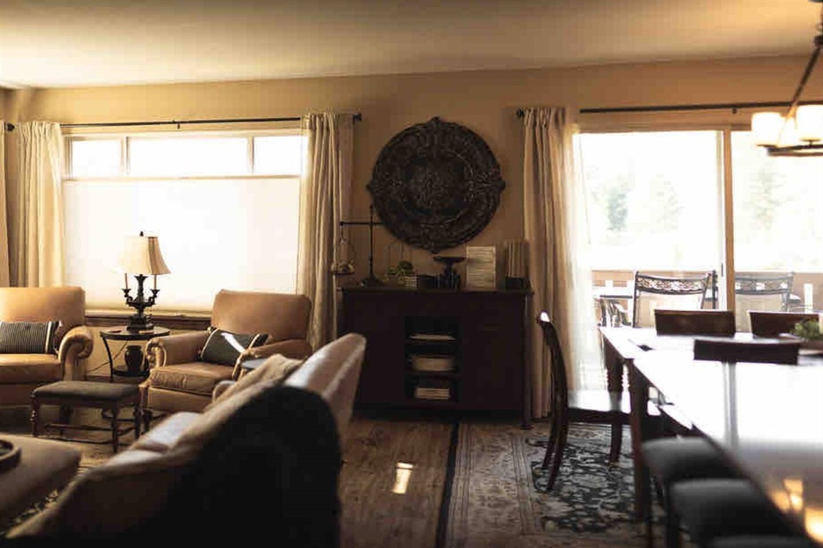 View of the living room and dining room