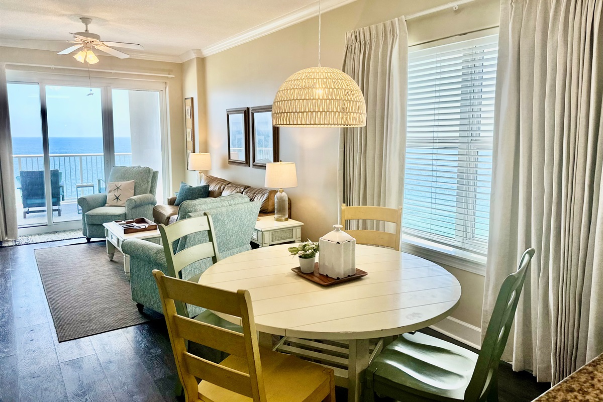 Seating for 4 at the dining table...Views from both sides!  Lovely!