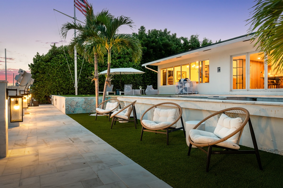 Light up the evening with a night swim under the stars.