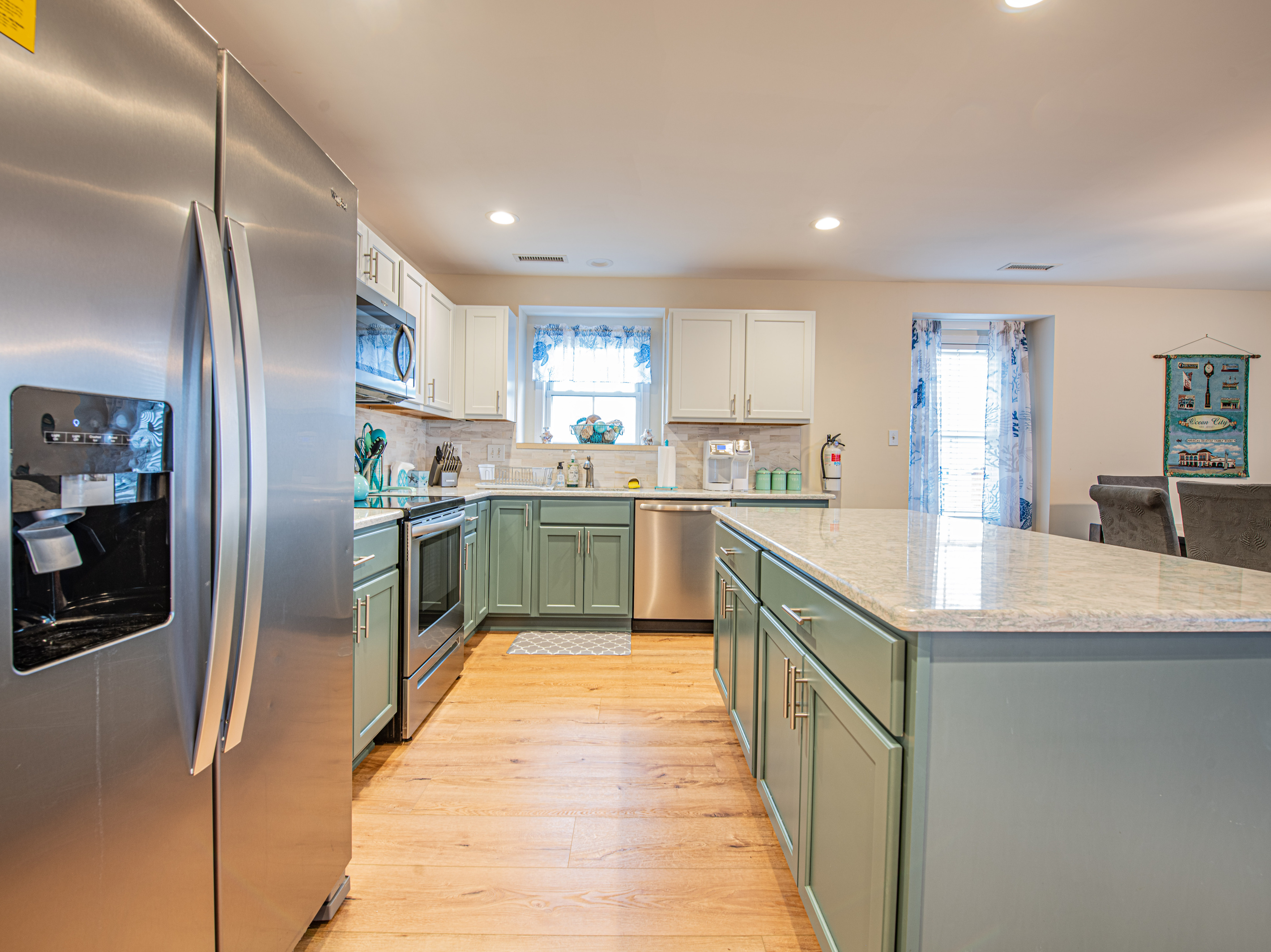 Kitchen Overview  Stainless Steel Appliances, and Island