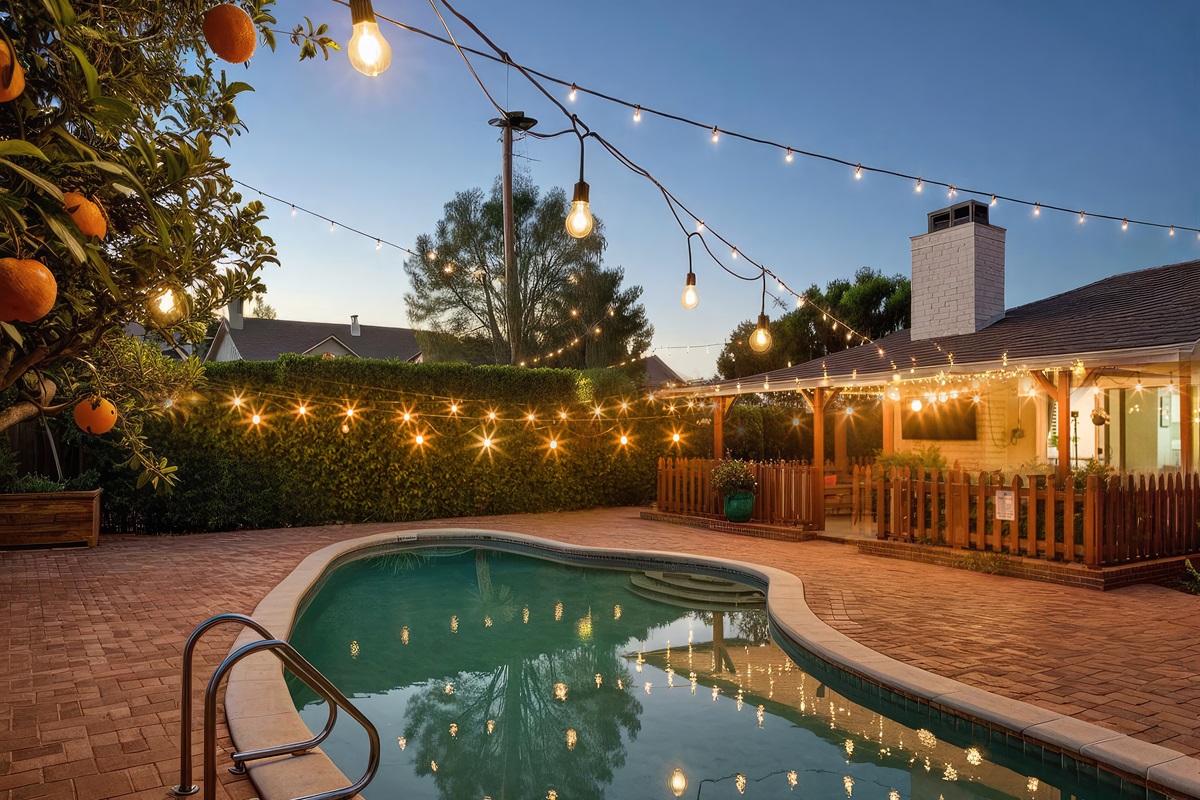 Enjoy some citrus fruit by the pool while its ripe