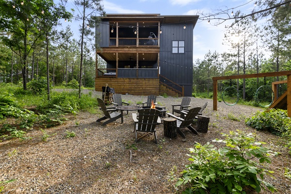 Enjoy time around the fire pit as kids play nearby