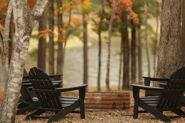 Front fire pit seating over Bethesda Lake