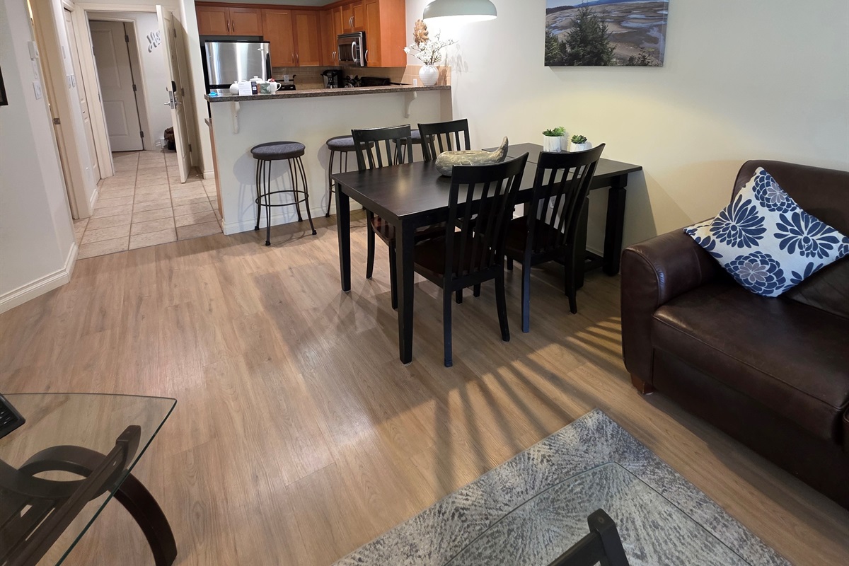 Unit A Dining Area with Bar Seating.