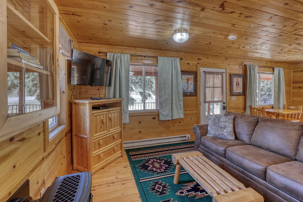 Living area with TV and sofa