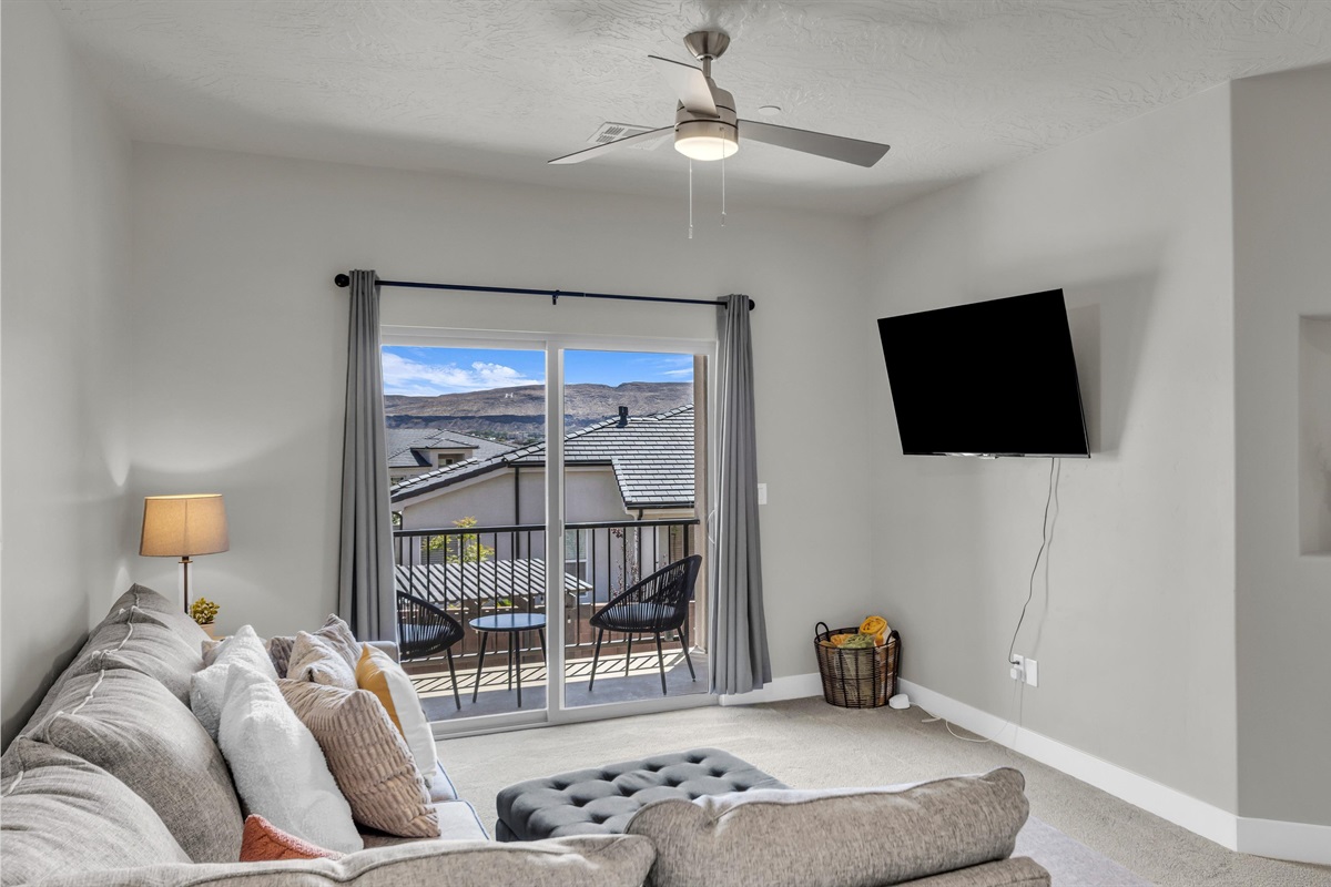 Loft Media Room with Mountain-View Deck