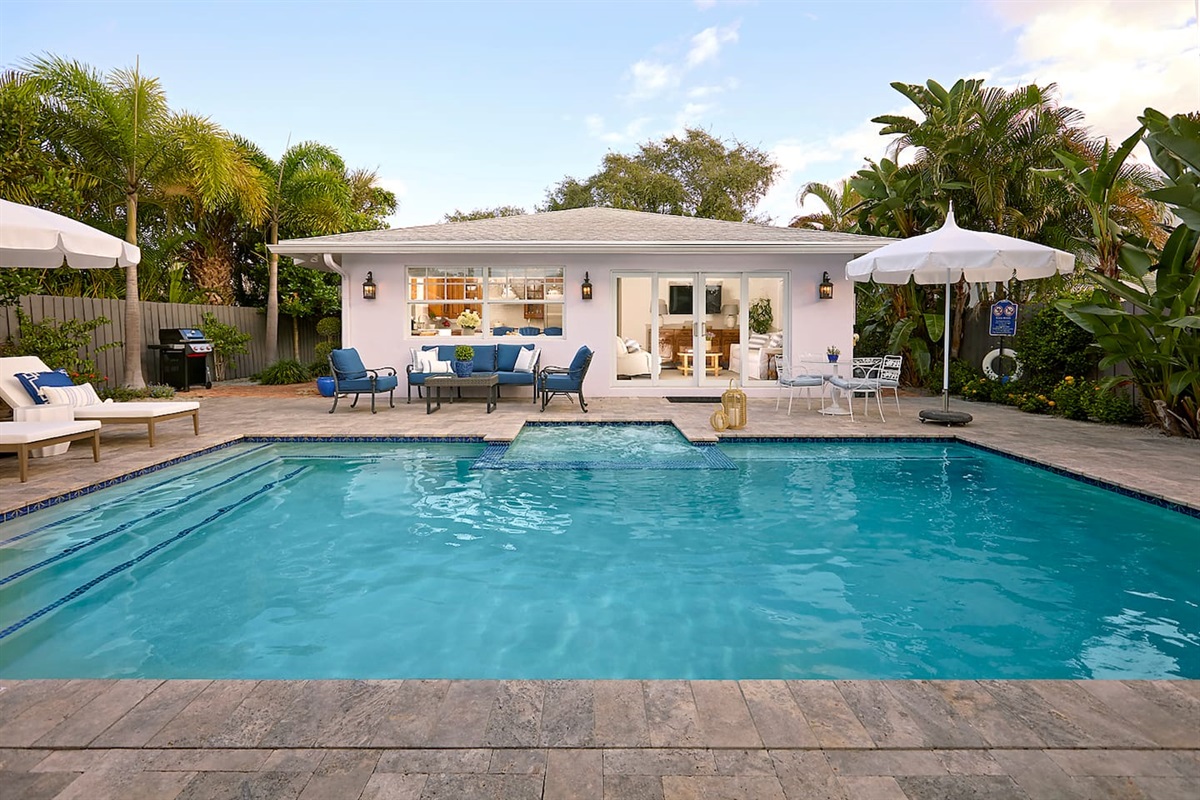 Enjoy a peaceful and relaxing getaway featuring a private saltwater pool with a built-in spa.