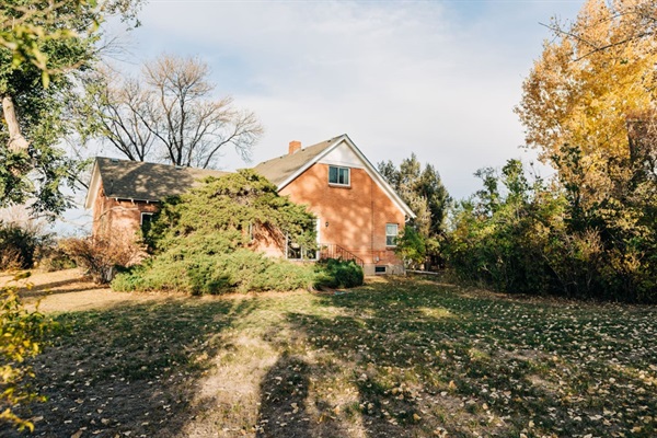 Amor Vida property on the Historic Clark Lake Reservoir in Ault, Colorado features a vintage and cozy aesthetic with incredible surrounding trees and greenery to the property.