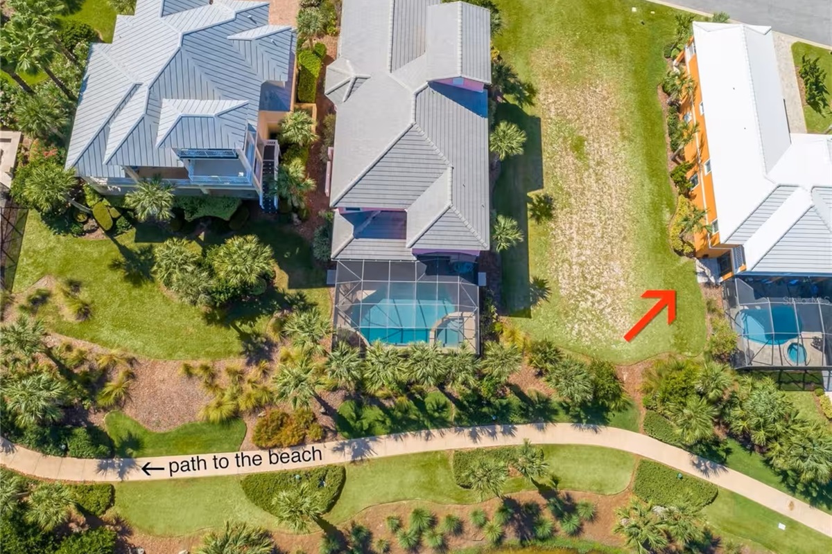 Steps to the beach with a prime Cinnamon Beach location 🌊
This aerial view shows the short, scenic path to the shoreline—easy access that makes beach days effortless and unforgettable.
