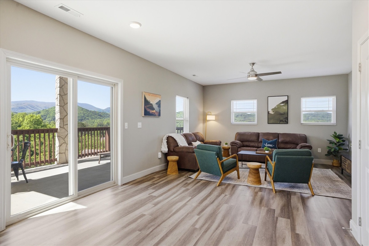 From inside Unit 3, the view pulls you right toward the door—open it up and let the porch become part of the living space without missing a beat.