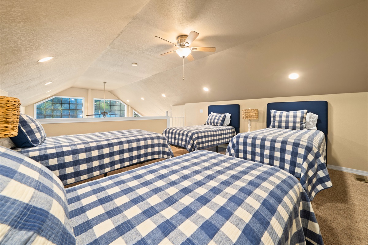 This angle of the loft shows just how spacious it is, offering everyone plenty of room to relax and recharge.