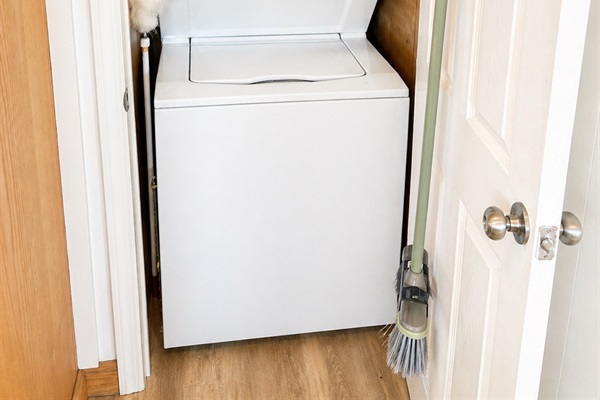 Includes an in-unit washer and dryer, along with an ironing board.