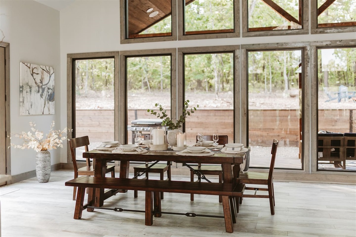 This rustic dinning table is perfect for every meal at our cozy cabin
