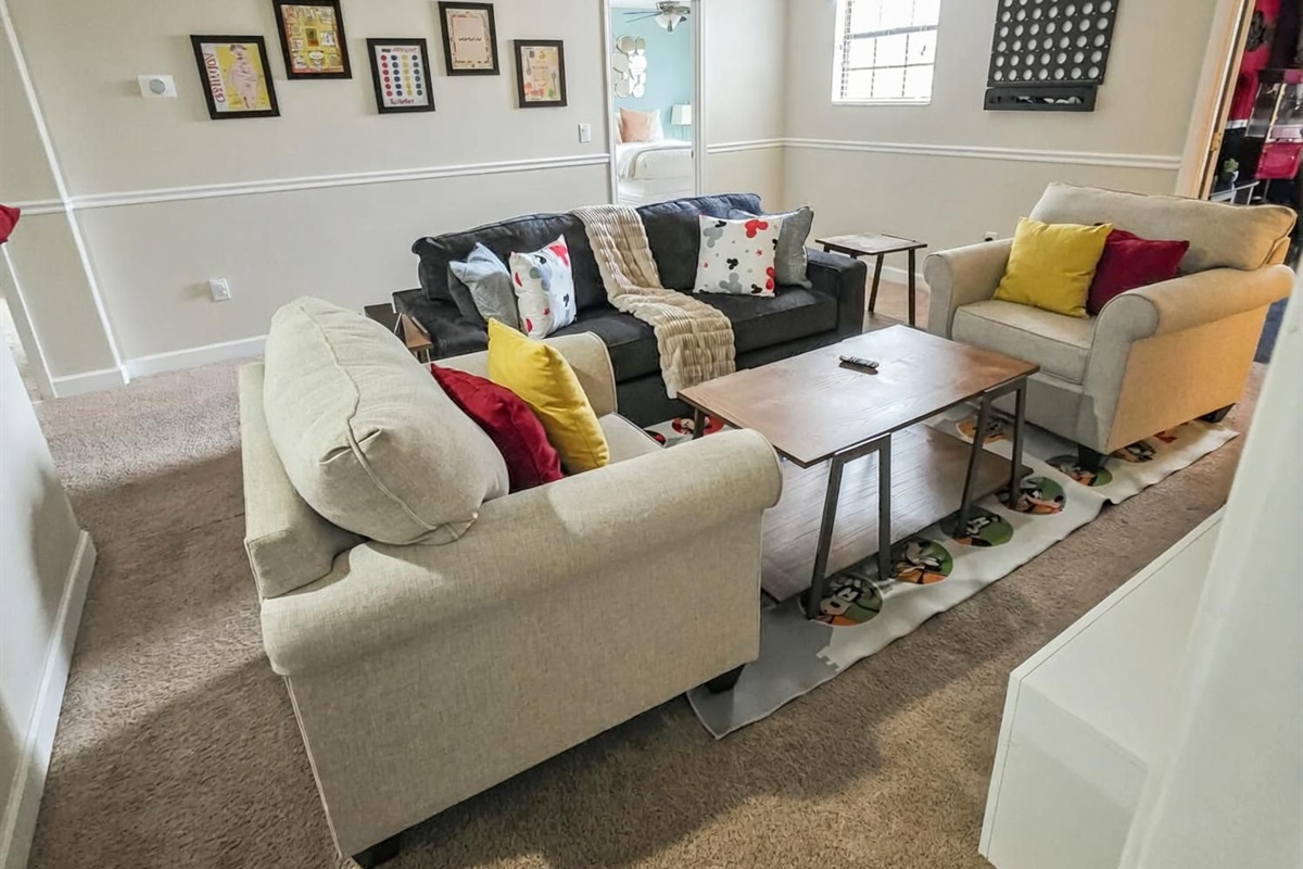 Loft upstairs with a queen size sleeper sofa.