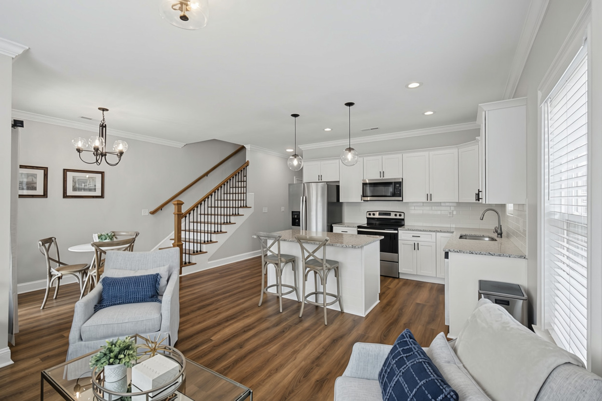 Room for everyone to gather, cook, eat, and relax in one connected space