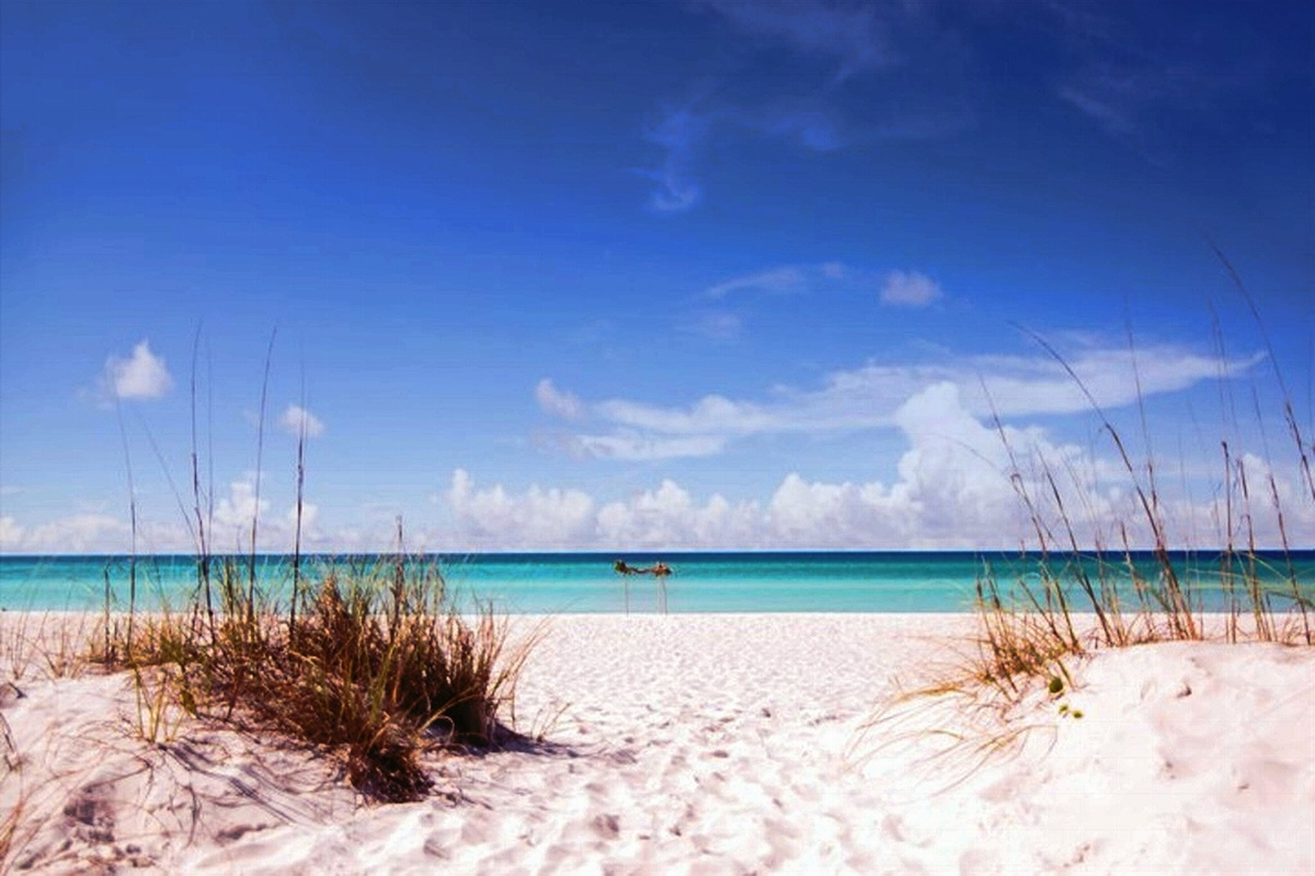 Soft cool sand between your toes and turquoise water!