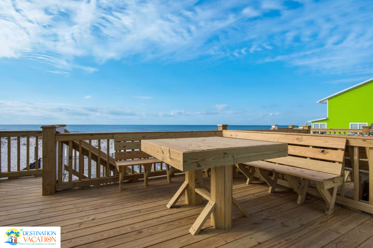 Outdoor dining with breathtaking beach views.