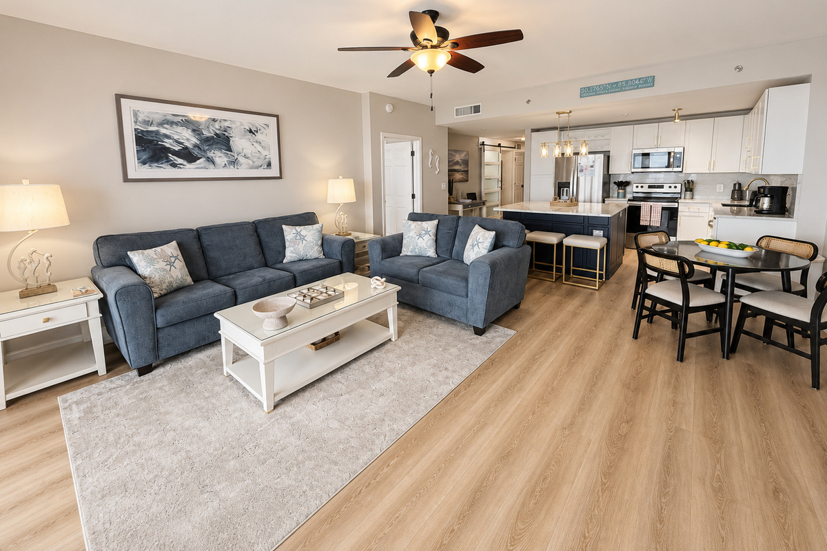 Open concept kitchen and living room