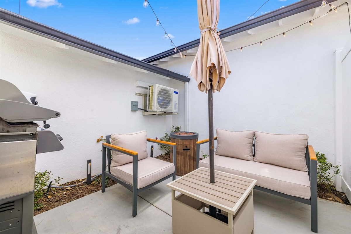 Outdoor Patio outside Game room w/ bbq, seating and fire table