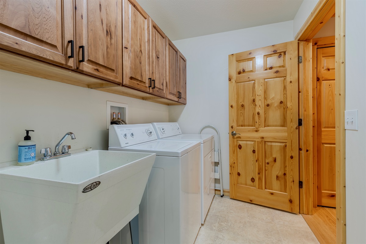 Laundry area off of the kitchen.  Laundry detergent is provided for your stay.