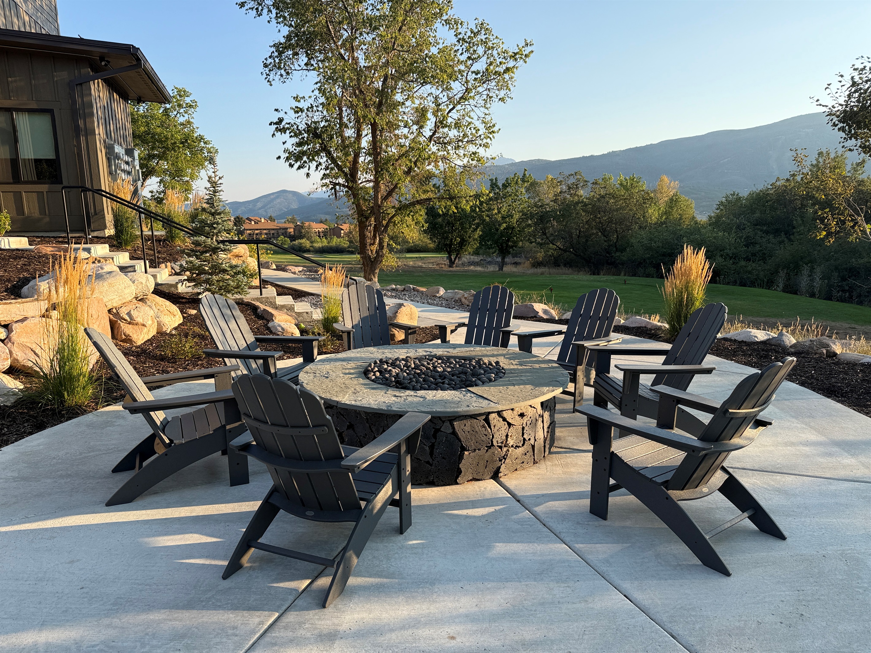 Community Fire Pit with Adirondack Chairs.