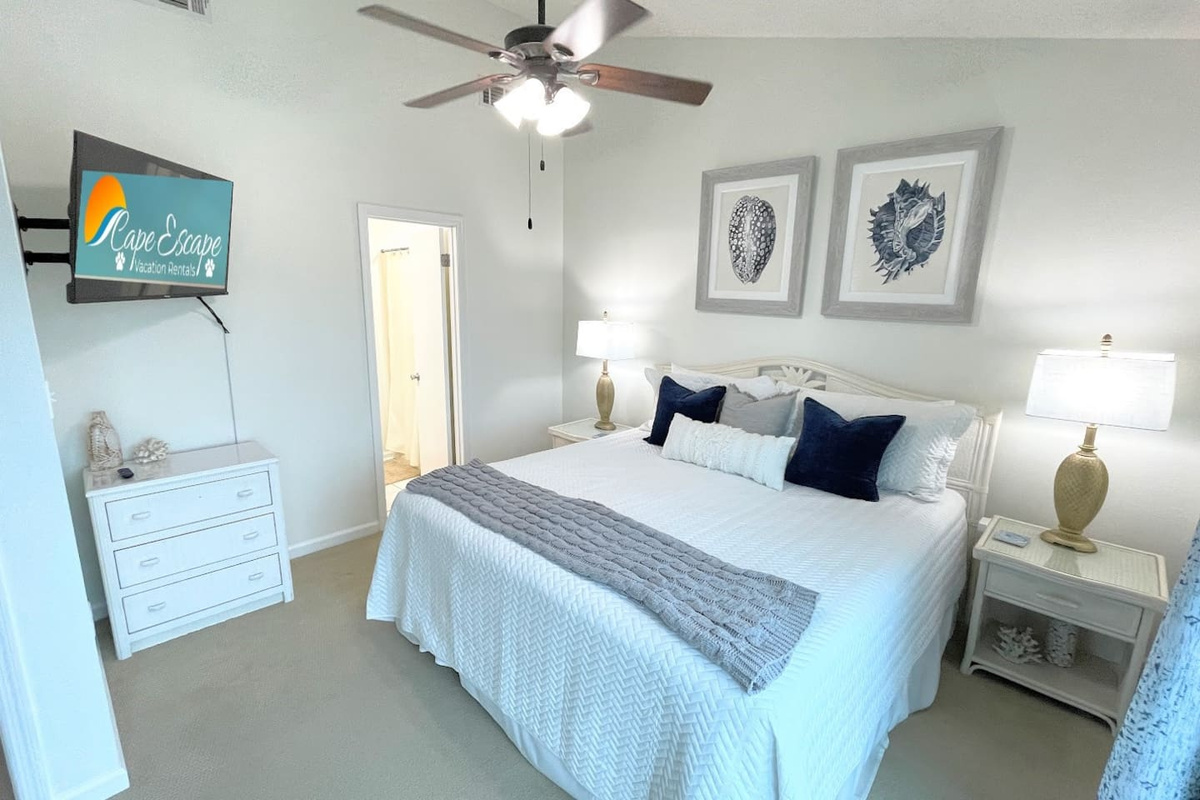 Watch the Smart TV from bed or step straight through the ensuite door &mdash; the master suite handles the end of every day.