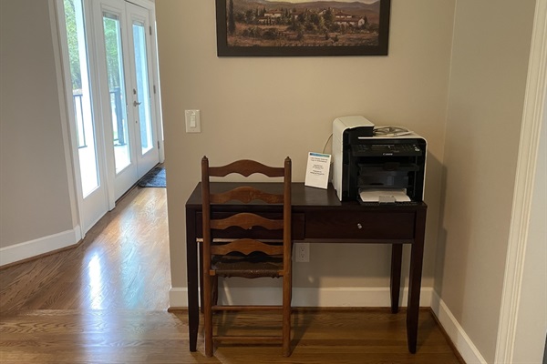 Office/Work Space with printer and free WiFi connections throughout the house - perfect for remote work!