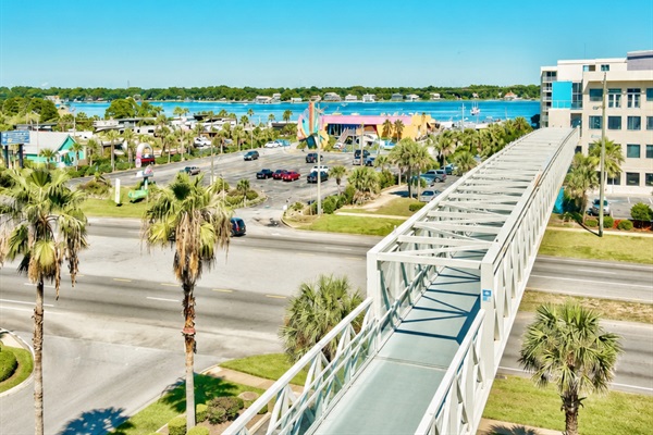 Convenient Sky Bridge provides easy access to the beautiful Emerald Coast Beach