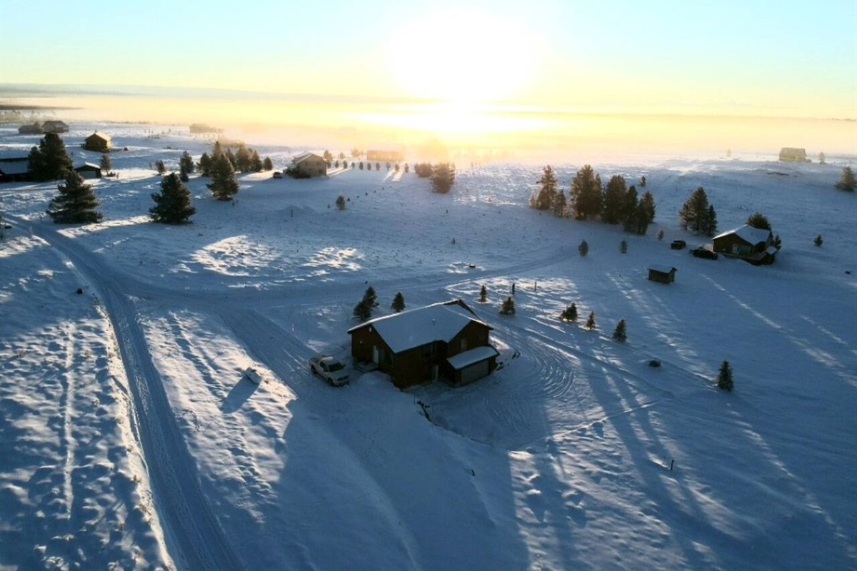 Sunrise and Aerial view of the neighborhood