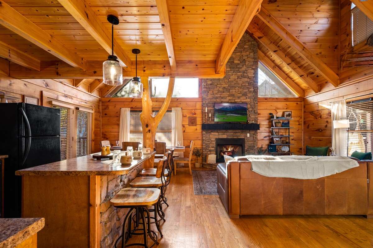 The spacious island with seating for four creates the perfect spot for casual breakfasts, snacks, or keeping the cook company while staying connected to the living area.