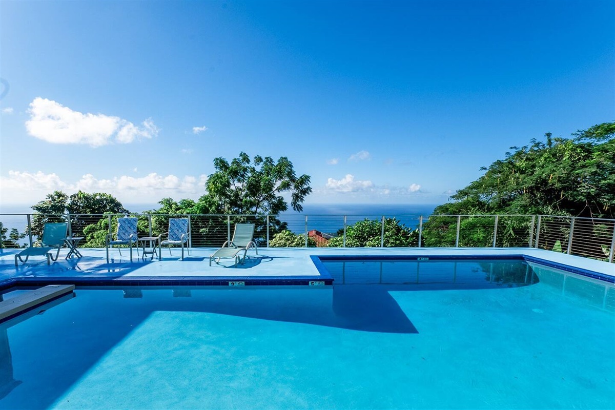 Communal pool with ocean views