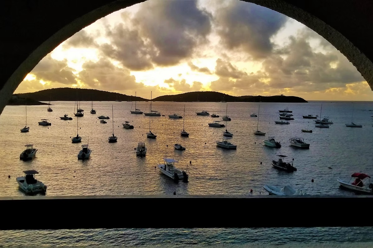 View at sunset of the mooring fields